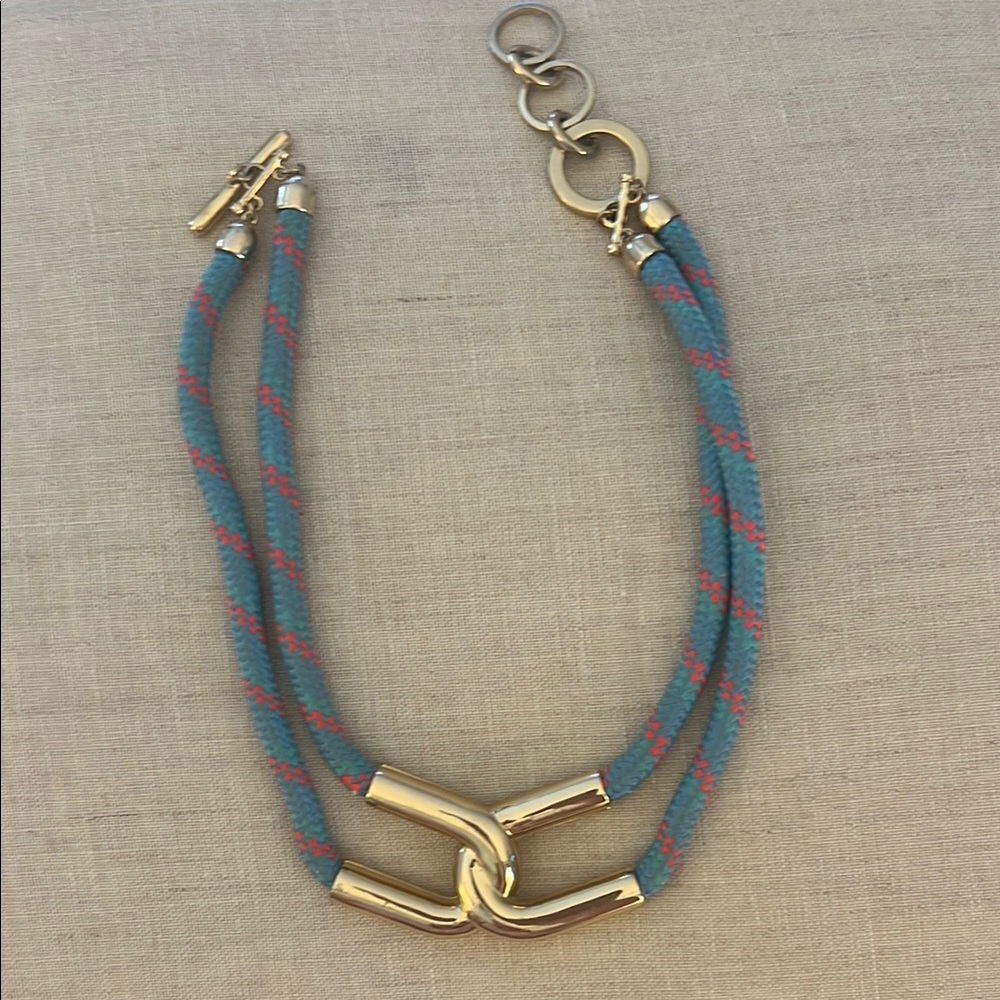 C. Wonder Preppy Gold and Blue Rope Necklace